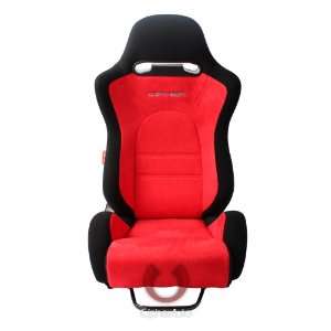 CIPHER E 8 RACING SEATS BLACK FABRIC W/ RED SUEDE INSERT PAIR (SLIDERS 