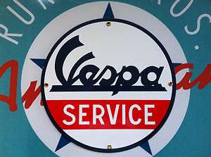 classic VESPA SERVICE retro porcelain coated metal sign  