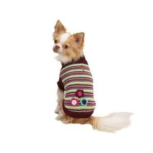  Zack & Zoey Brown Pink & Blue Striped Pearl Knit Dog 