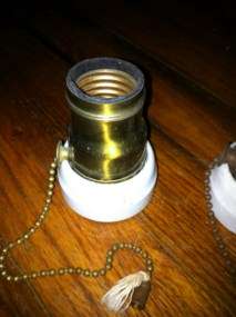   Hubbell Porcelain Brass Pull Chain Socket Industrial Light Lamp  