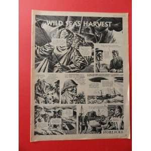 Horlicks,1955 Print Ad. (Wild seas harvest.) orinigal magazine Print 