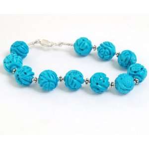  Good Looking Natural Turquoise Beaded Bracelet Jewelry