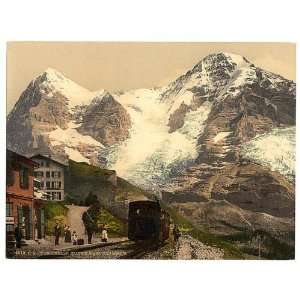  Photochrom Reprint of Wengern Alp Station, Eiger and Monch 