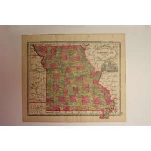  Antique Map of USA Missouri, Kansas, 1888
