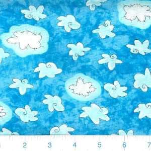  45 Wide Skiez Moving Clouds Turquoise Fabric By The Yard 