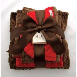  Red & Brown Minky Baby Shower Gift Set Baby