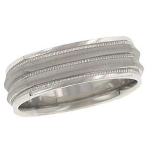    7mm Square Satin and Milgrain Band with Polished Edge Jewelry