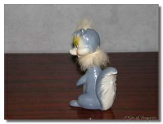 Vintage Japan Blue Ceramic Bobblehead Nodder Bobble Head Squirrel 