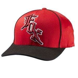  Fox Racing Midnight Flexfit Hat   Large/X Large/Red 