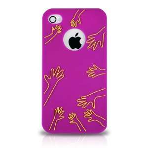  Apple iPhone 4 Purple with Yellow Human Hands Design 