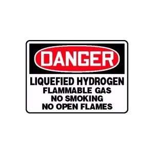 DANGER LIQUEFIED HYDROGEN FLAMMABLE GAS NO SMOKING NO OPEN FLAMES Sign 