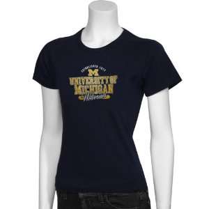  Michigan Wolverines Navy Ladies Premiere Passport T shirt 
