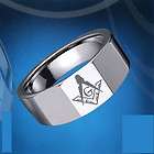 Masonic Laser Etched Tungsten Steel Ring,Size 9.5, Style 39