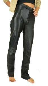 VINTAGE Medium Rise Black LEATHER Rocker DIVA Motorcycle PANTS Size XS 