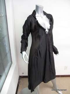 Marni Black Long Sleeve Ruffle Collar Long Dress 40  
