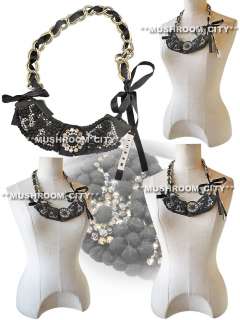 Glamorous Marni 09FW Rhinestones Applique Chain Silk Tie Necklace