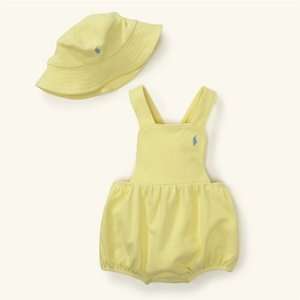  Ralph Lauren Mesh Bubble and Hat Set   3M Yellow Baby