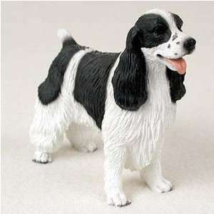  Springer Spaniel, Black/White Original Dog Figurine (4in 