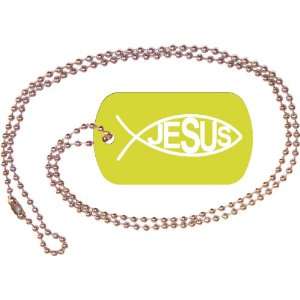  Jesus Fish Gold Dog Tag with Neck Chain 