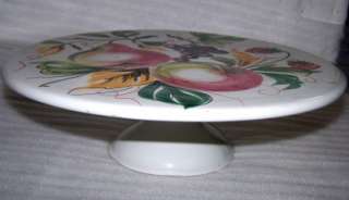 PEDESTAL CAKE STAND Hand Painted FRUIT Made in ITALY  