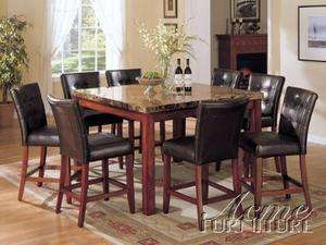Counter Height Marble Top Dining Table w 8 Chairs Set  