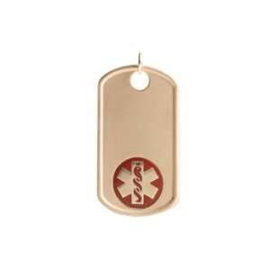  10 Kt Gold Filled Medical ID Dog Tag Red Jewelry