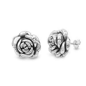  Silver Earrings   Rose   Height 17 mm Jewelry