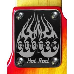  Hot Rod Flames Chrome Engraved Neck Plate Musical 