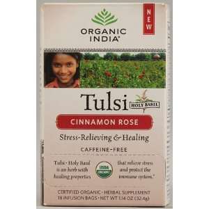 Organic India Tulsi Cinnamon Rose Tea   18 Tea Bags, Pack of 2  