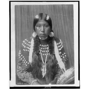  Dress,Kalispel Indian woman,wrapped braids,elks teeth blanket dress 