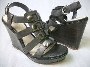 New COACH Mallorie Passion Pewter Gladiator Wedge 6.5  