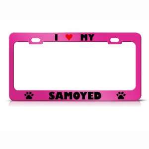  Samoyed Paw Love Heart Pet Dog Metal license plate frame 