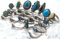   NATIVE AMERICAN TURQUOISE STERLING SILVER RINGS SCRAP NOT 63.5g  