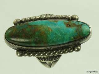 VINTAGE HAND MADE AMERICAN ISLETA INDIAN STERLING SILVER & TURQUOISE 