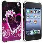 Premium Purple Heart Clip on Hard Skin Case Cover for iPod Touch 2 3 
