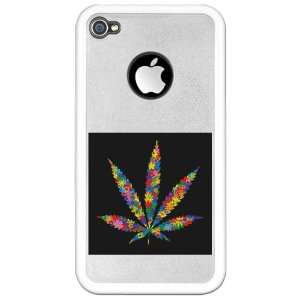  iPhone 4 or 4S Clear Case White Marijuana Flowers 60s 