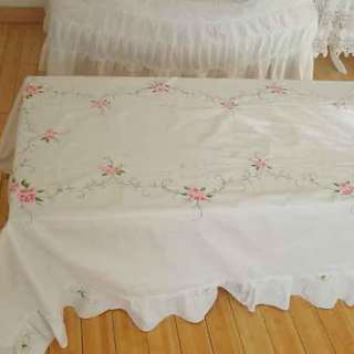 Hand Embroidery Roses Cotton Table Cloth 60x90  