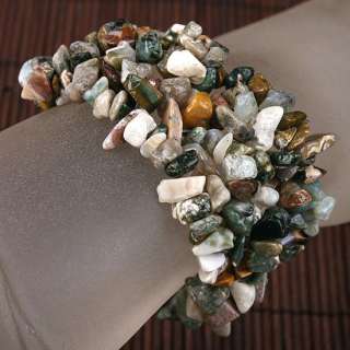 Chip Ocean Jasper Beads Knitted Stretch Bracelet 1P  