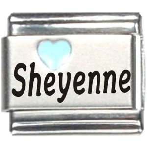  Sheyenne Light Blue Heart Laser Name Italian Charm Link Jewelry