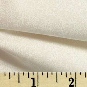 44 Wide Tone on Tone Leaf Swags Ivory/White Fabric By 