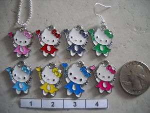 Your Choice Color Hello Kitty Necklace OR Earrings  