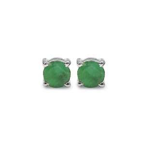  0.35 Carat Genuine Emerald Sterling Silver Stud Earrings 