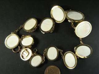   GOLD NATURAL CARVED CONCH SHELL CAMEO NECKLACE GODDESSES c1870  