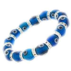   Sky Blue Murano Style Glass & CZ Evil Eye Bracelet TrendToGo Jewelry