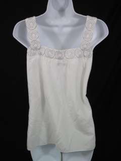 You are bidding on a LIQUID White Cotton Silk Embroidered Tank Top 