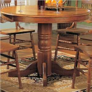  Mackinaw Round Pedestal Wood Dining Table in Medium Oak by 