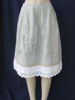 NWT NEW Ann Taylor LOFT Embroid Lace Linen Skirt Sz 2  