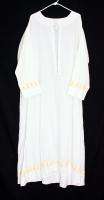 White LINEN ALB GOLD EMBROIDERY Clergy Priest Vestment Church Apparel 