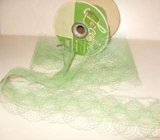 Vintage Eames Lime Green Xmas Ribbon Garland Plastic Spider Web 