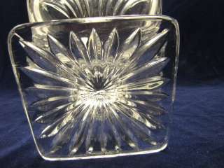 Heavy Clear Glass Square Compote Dish On A Pedestal  